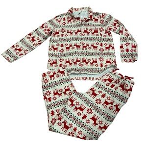 Hanna Andersson dear deer pajama set cotton flannel Xmas size medium